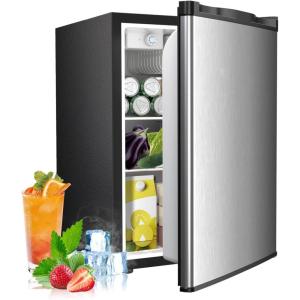 imageCompact Refrigerator 44 cuft mini fridge with Water Dispenser Single Door Refrigerator with Adjustable Temperature Settings Low noise for Bedroom Office Dorm BlackSilver