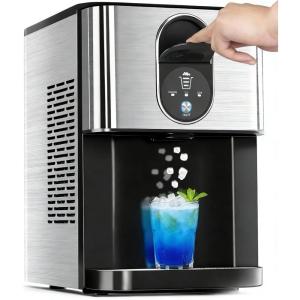 imageCountertop Nugget Ice Maker 44lbs24H Nugget Ice Machine Countertop Chewable Pellet Ice Maker Machine with Ice Dispenser 24L Water Reservoir SelfCleaning Ideal for KitchenBarOffice DBlackDSilver