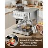 image2026 Upgrade 15 Bar Espresso Machine with Builtin AntiClog Coffee Grinder Expresso Coffee Machines with Milk Steam WandFrotherTamping ToolsEspresso Maker with Grinder for LattesAlmondSilver