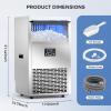 imageCommercial Ice Maker Machine100lbs24H Stainless Steel Ice Machine33lbs Storage Auto SelfCleaning Freestanding Ice Maker Ice Machine Freestanding for BarCafeRestauranSilverSilver Full Stainless