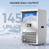 imageCommercial Ice Maker Machine100lbs24H Stainless Steel Ice Machine33lbs Storage Auto SelfCleaning Freestanding Ice Maker Ice Machine Freestanding for BarCafeRestauranSilverSilver Full Stainless