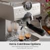 imageEspresso machine with Cold Brew 20 Bar Espresso Maker with Milk Frother Steam Wand Stainless Steel Coffee Machine with Removable Water Tank for Cappuccino Latte Home amp OfficeStainless Steel Silver