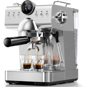 imageEspresso machine with Cold Brew 20 Bar Espresso Maker with Milk Frother Steam Wand Stainless Steel Coffee Machine with Removable Water Tank for Cappuccino Latte Home amp OfficeStainless Steel Silver