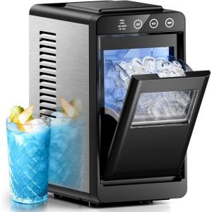 imageIce Makers Countertop26Lbs24HPortable Ice Maker Machine with SelfCleaningInterior Lighting2 Sizes of Bullet Ice for HomeOfficePartyBlack